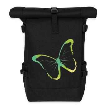 Papillon vert jaune parfait pour l'été - Sac à dos roll top - noir - Devant