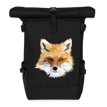 Polygonaler Fuchs Kopf - Rolltop Rucksack - Schwarz - Vorne