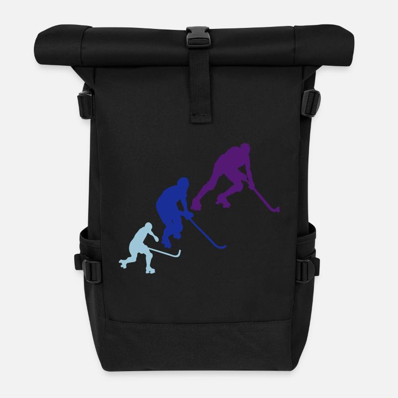 rink hockey silhouette player6 animation - Sac à dos roll top - noir