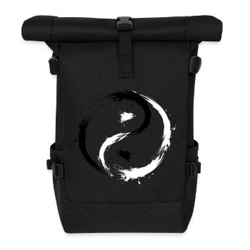Yin Yang Kreise Symbol Buerste Schwarz Weiss - Roll Top Backpack - black - Front