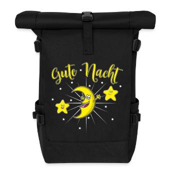 Gute Nacht - Schlaf gut - Pyjama Zeit - Rolltop Rucksack - Schwarz - Vorne