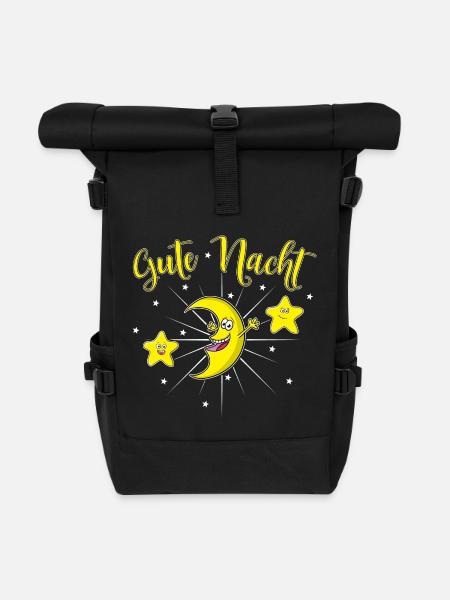 Gute Nacht - Schlaf gut - Pyjama Zeit - Rolltop Rucksack - Schwarz