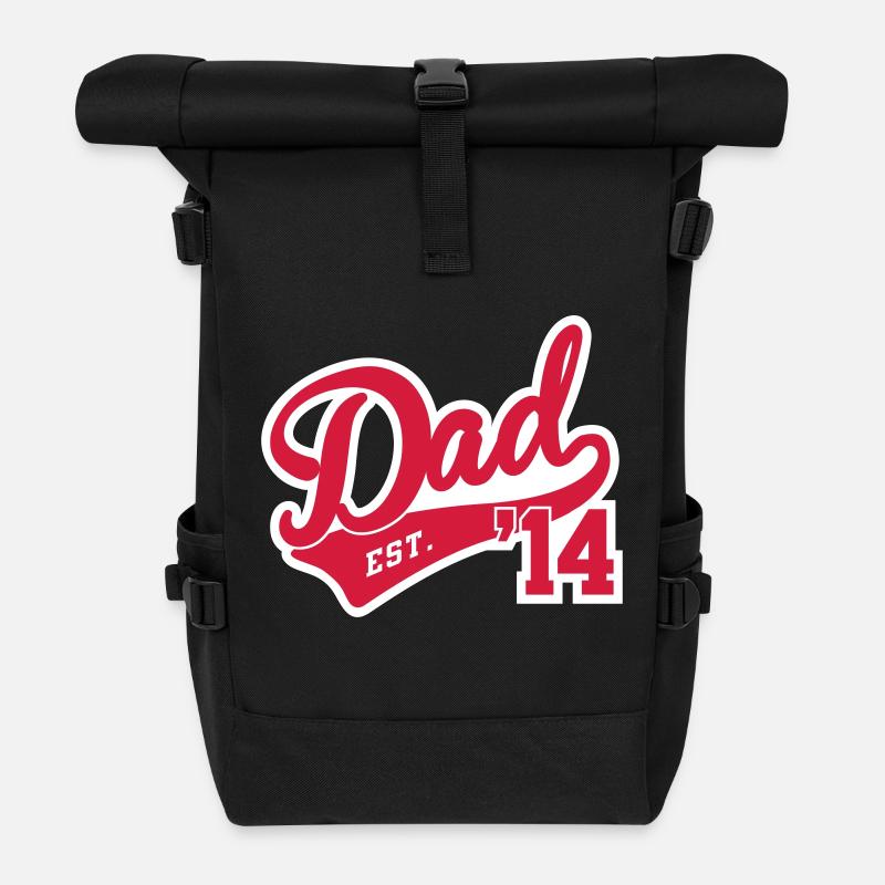 Dad Est. 2014 - Rolltop Rucksack - Schwarz