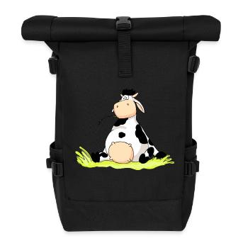 Sitting Cow - Roll Top Backpack - black - Front