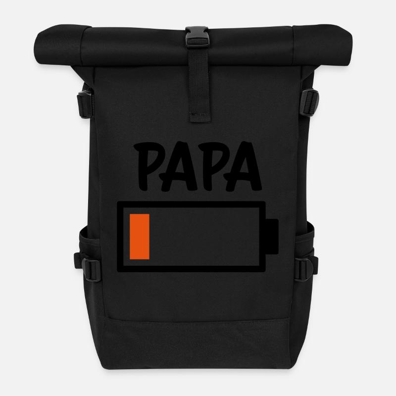 Dad - Battery empty - Roll Top Backpack - black