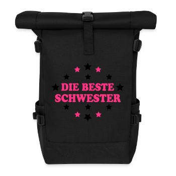 Die beste schwester - Rolltop Rucksack - Schwarz - Vorne