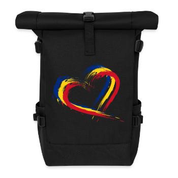 Flag of Romania. Romania colors - Roll Top Backpack - black - Front