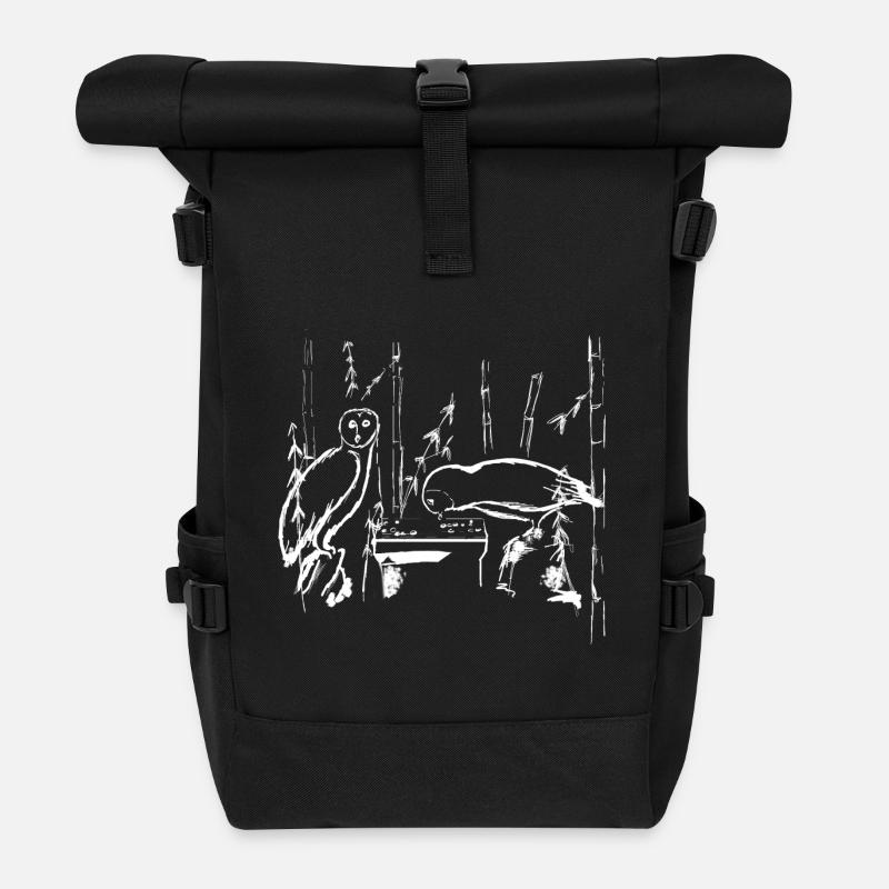 White Go Spieler Eule - Rolltop Rucksack - Schwarz