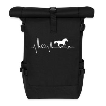 Pferd Herzschlag Reiter Reiterin Reitsport reiten - Rolltop Rucksack - Schwarz - Vorne