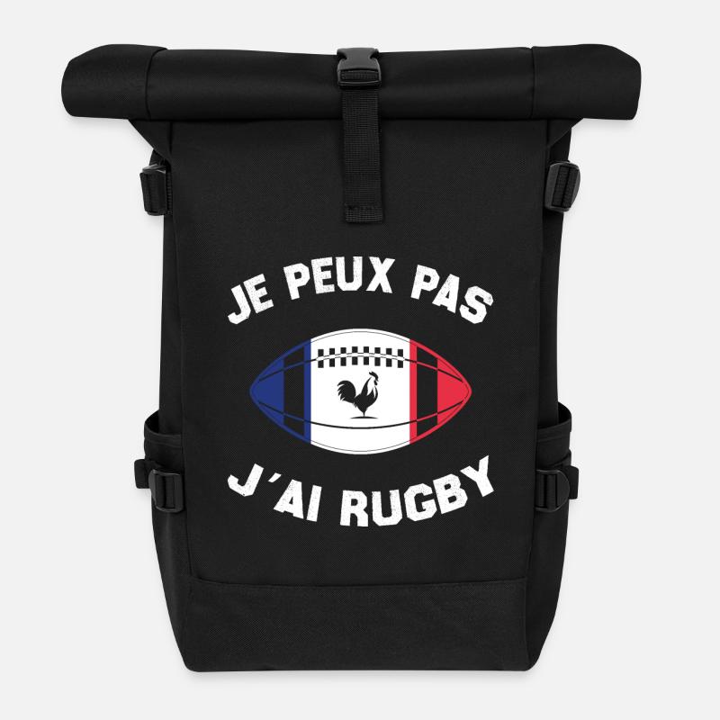 Je Peux Pas J'ai Rugby - Sac à dos roll top - noir