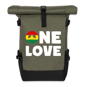 ONE LOVE Peace Jamaica Reggae Rastafari - Sac à dos roll top - olive/noir - Devant
