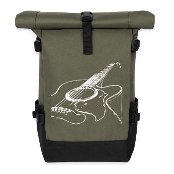 Akustische Gitarre - Musik Liebhaber - Rolltop Rucksack - Olive/Schwarz - Vorne