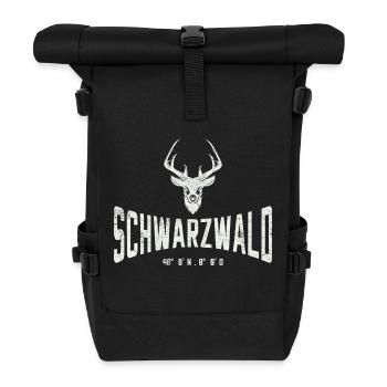 SCHWARZWALD 48° 0′ N , 8° 0′ O - Rolltop Rucksack - Schwarz - Vorne