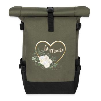 The Bride Floral Heart Gold - Roll Top Backpack - olive/black - Front