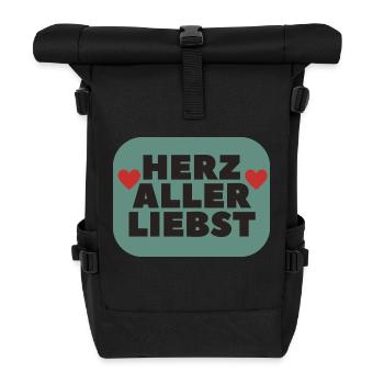 Herz aller liebst Lieblingsmensch Geschenkidee - Rolltop Rucksack - Schwarz - Vorne