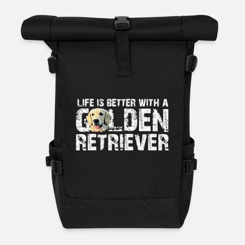 Golden Retriever - Rolltop Rucksack - Schwarz