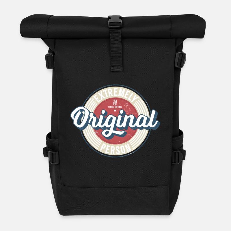 Original Vintage Label - Rolltop Rucksack - Schwarz