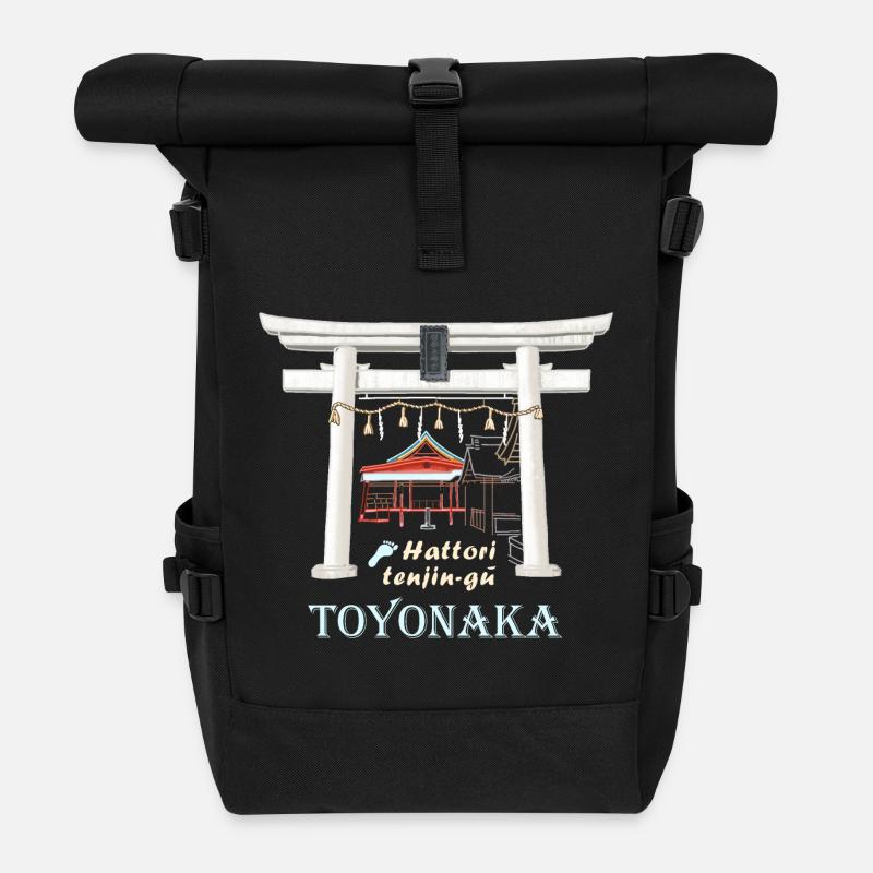 Toyonaka, Osaka, Foot Shrine, Runner, Japan - Roll Top Backpack - black