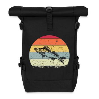 Vintage Zander Fishing Retro – Perfect for Fishermen - Roll Top Backpack - black - Front