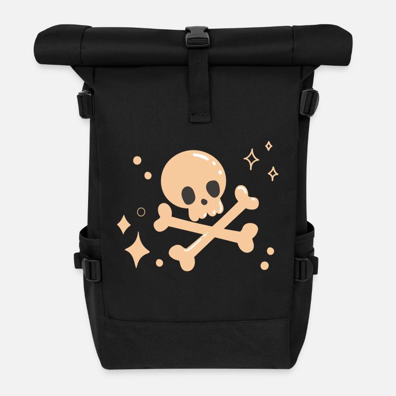 Süßer Totenkopf Pink Halloween Pinkoween - Rolltop Rucksack - Schwarz