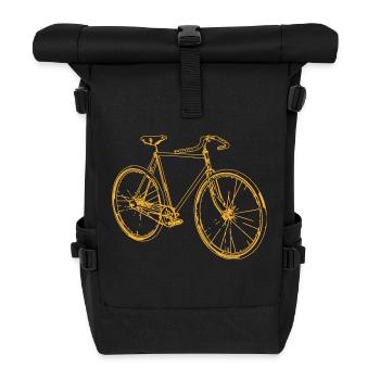 Vintage Fahrrad Linienkunst Orange - Rolltop Rucksack - Schwarz - Vorne