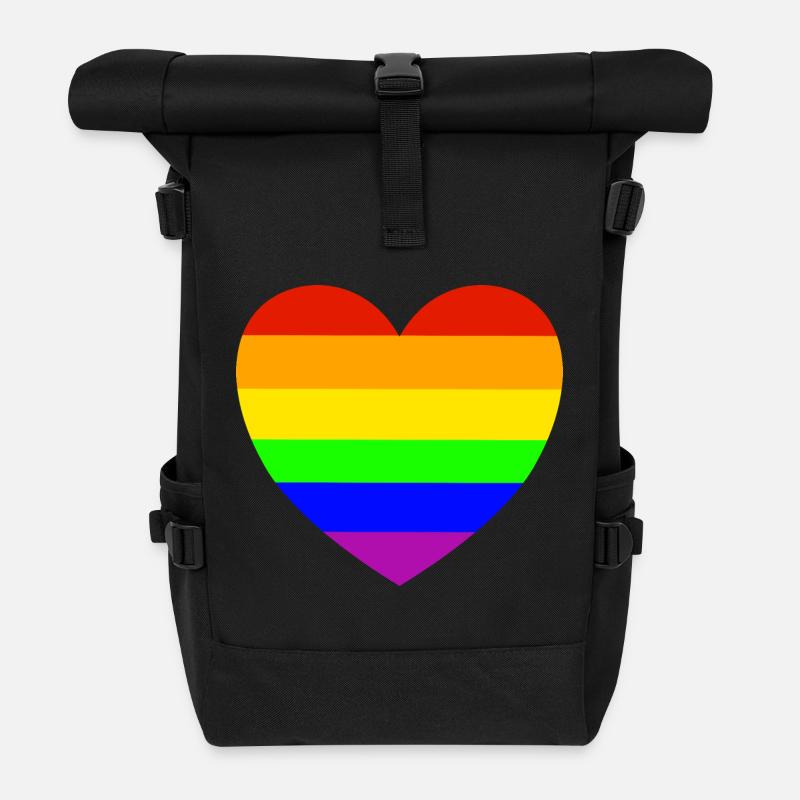 Conception de la fierté du cœur de l’arc-en-ciel - Sac à dos roll top - noir