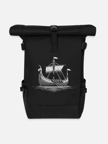 Wikingerschiff – Perfektes Design für Wikinger- un - Rolltop Rucksack - Schwarz