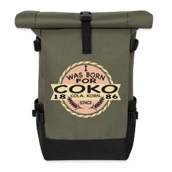 Born For Korn Dorfkind Spruch Landwirt - Rolltop Rucksack - Olive/Schwarz - Vorne