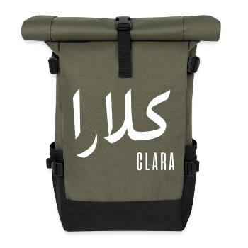 Clara prénom en arabe - Sac à dos roll top - olive/noir - Devant