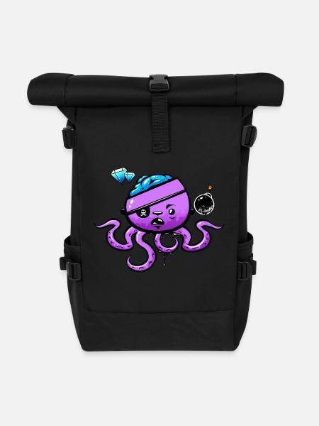 Piraten-Oktopus mit Bombe - Rolltop Rucksack - Schwarz