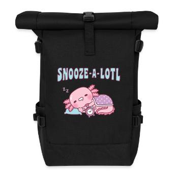 Cute Sleeping Axolotl Snooze A Lotl Funny Pun - Roll Top Backpack - black - Front