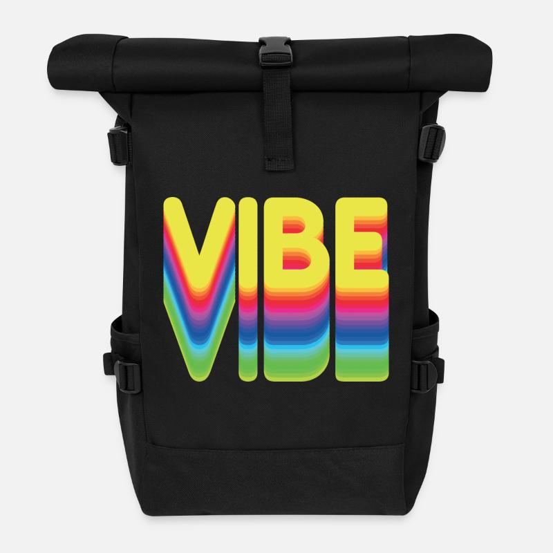Nur gute Vibes - retro style - Rolltop Rucksack - Schwarz