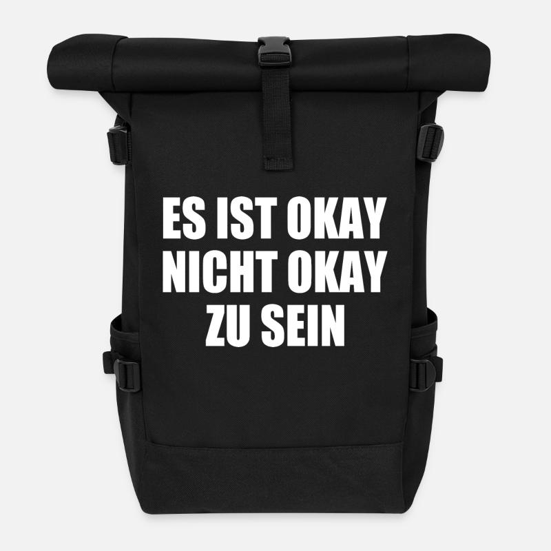 es ist okay nicht okay zu sein - Rolltop Rucksack - Schwarz
