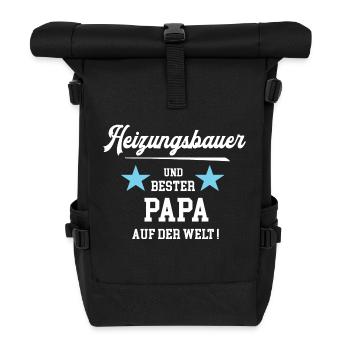 Heizungsbauer Bester Papa Vatertag Geburtstag Vati - Rolltop Rucksack - Schwarz - Vorne