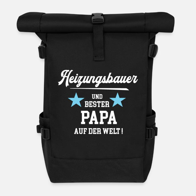 Heizungsbauer Bester Papa Vatertag Geburtstag Vati - Rolltop Rucksack - Schwarz