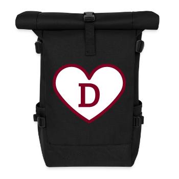 Heart letter burgundy trendy sport - gift idea - Roll Top Backpack - black - Front