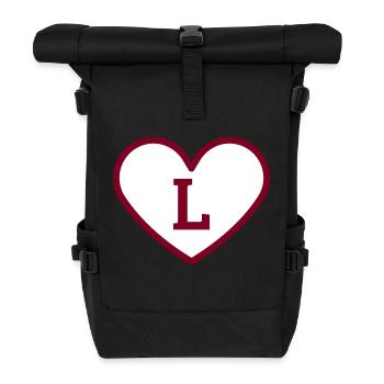 Letter l heart sport trend burgundy - gift idea - Roll Top Backpack - black - Front