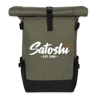 Satoshi est 2009 Bitcoin - Roll Top Backpack - olive/black - Front