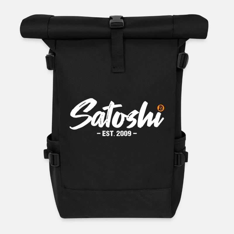 Satoshi est 2009 Bitcoin - Rolltop Rucksack - Schwarz