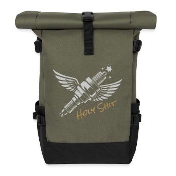 HOLY SHIT Winged Spark Plug - Roll Top Backpack - olive/black - Front