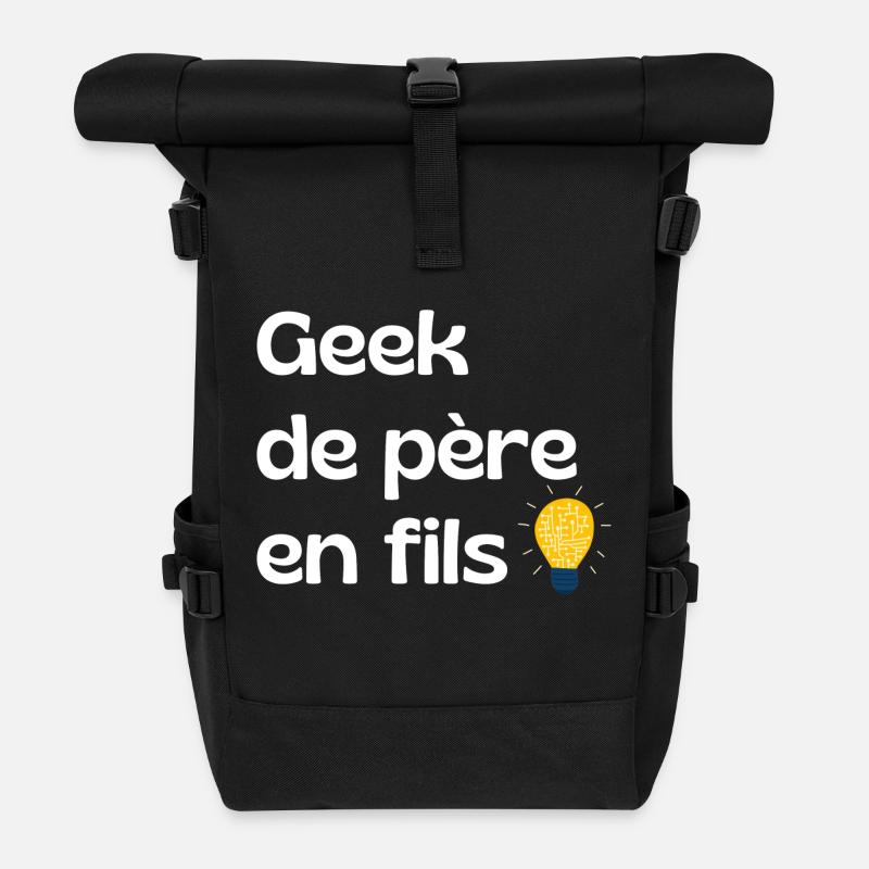 Geek vom Vater zum Sohn - Papa Geschenk - Rolltop Rucksack - Schwarz