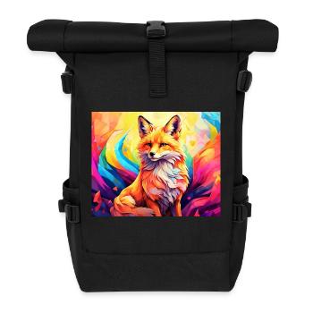 cute fox #fox #cute - Roll Top Backpack - black - Front