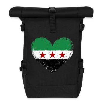 Syrien Flagge in Herz Flaggenherz - Rolltop Rucksack - Schwarz - Vorne