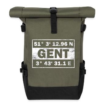 Gent Koordinaten Belgien Stadt Gent - Rolltop Rucksack - Olive/Schwarz - Vorne