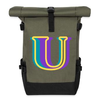 Multicolored letter u - Roll Top Backpack - olive/black - Front