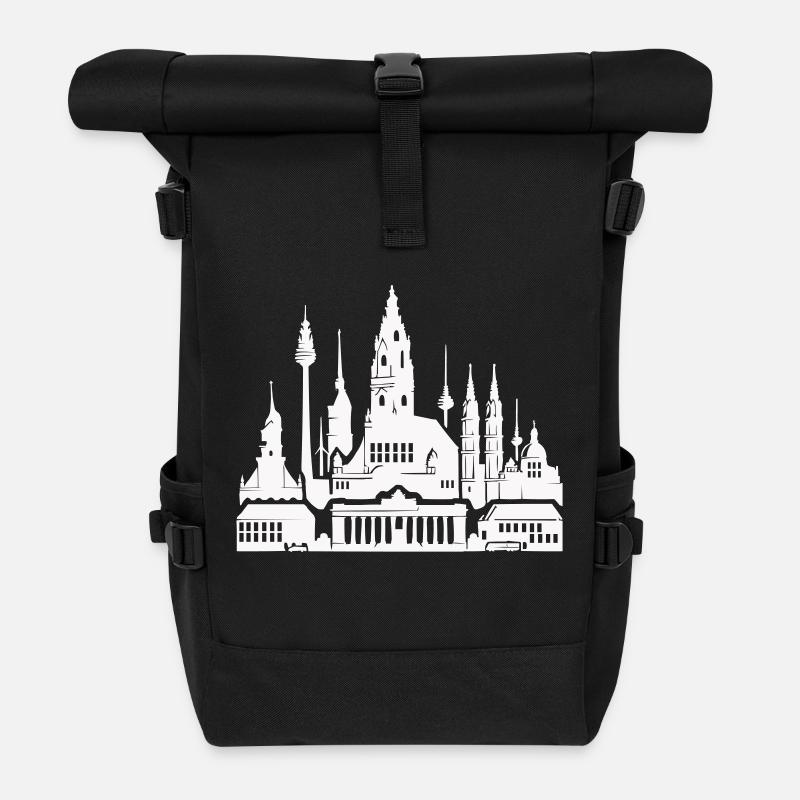leipzig skyline - Rolltop Rucksack - Schwarz