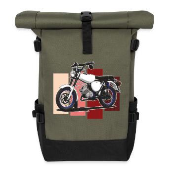 S51 (weiß) // Illustration - Rolltop Rucksack - Olive/Schwarz - Vorne