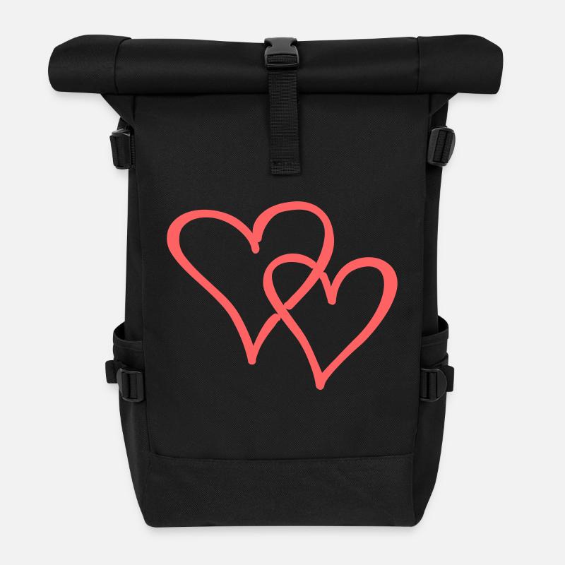 herzchen - Rolltop Rucksack - Schwarz