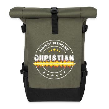 Keiner ist so heiss wie CHRISTIAN - Rolltop Rucksack - Olive/Schwarz - Vorne
