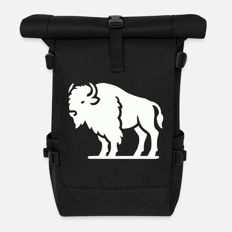 bison tier - Rolltop Rucksack - Schwarz